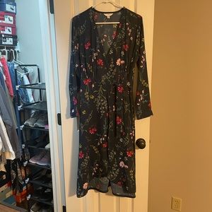 Floral long sleeve wrap dress